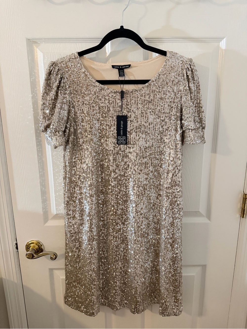 Cable & Gauge Champagne Sequin Mini Dress
